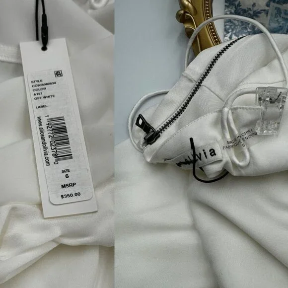 🆕 ALICE + OLIVIA 🧿 NWT Alita Spaghetti Strap Drape Asymmetrical Dress, Sz6 - Picture 14 of 16